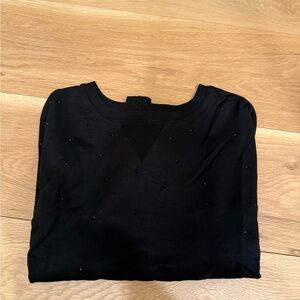 Z supply sz small rhinestone pullover long sleeve shirt black